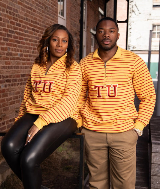 Tuskegee University Striped Zip-Up Sweatshirt (Unisex)