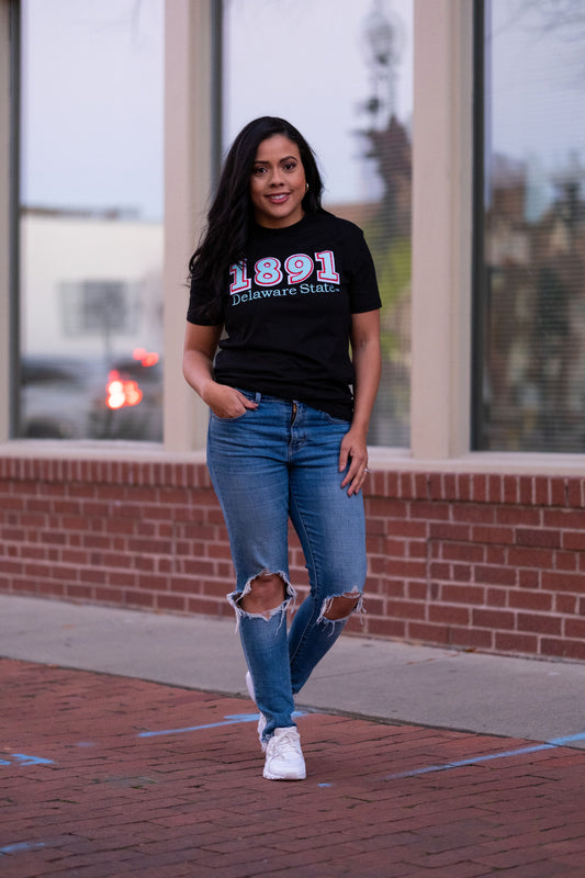 1891 Delaware State Black Tee Shirt (Unisex)