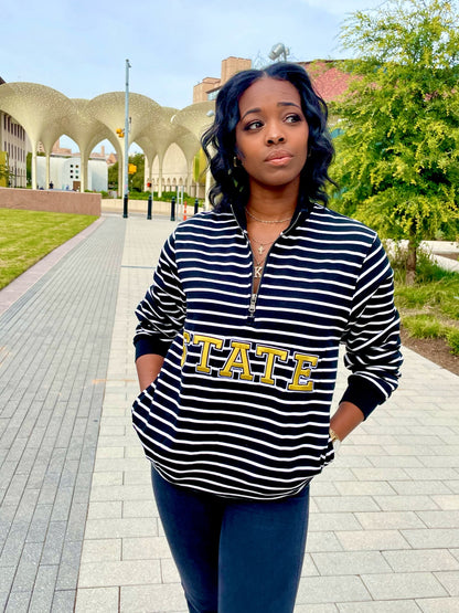 Alabama State University Striped Zip-Up Sweatshirt (Unisex)