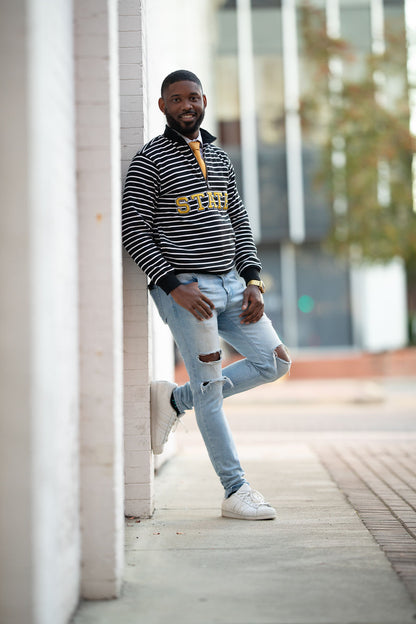 Alabama State University Striped Zip-Up Sweatshirt (Unisex)