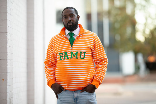 Florida A&M University Striped Zip-Up Sweatshirt (Unisex)