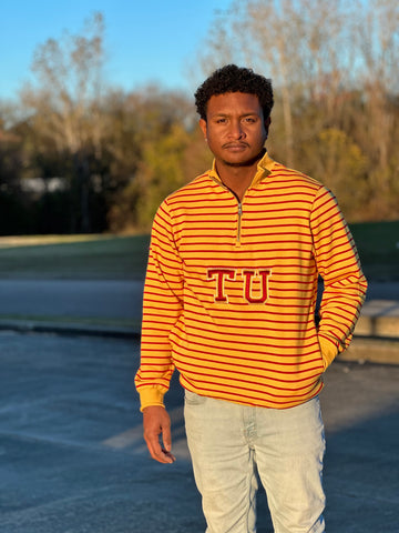 Tuskegee University Striped Zip-Up Sweatshirt (Unisex)