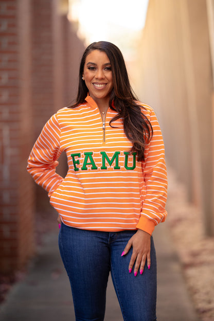Florida A&M University Striped Zip-Up Sweatshirt (Unisex)