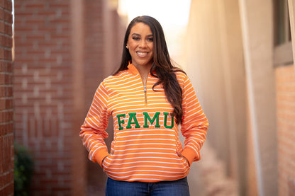 Florida A&M University Striped Zip-Up Sweatshirt (Unisex)