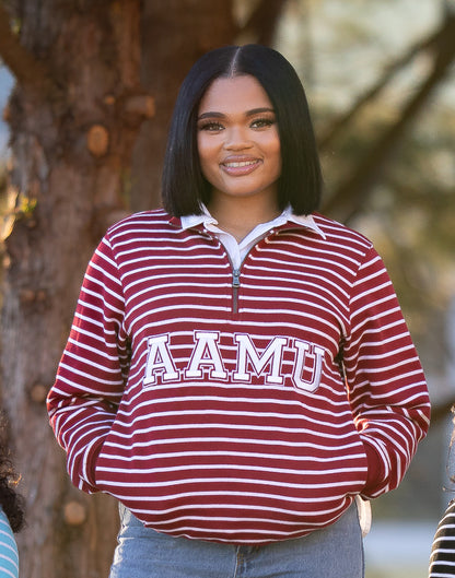 Alabama A&M University Striped Zip-Up Sweatshirt (Unisex)