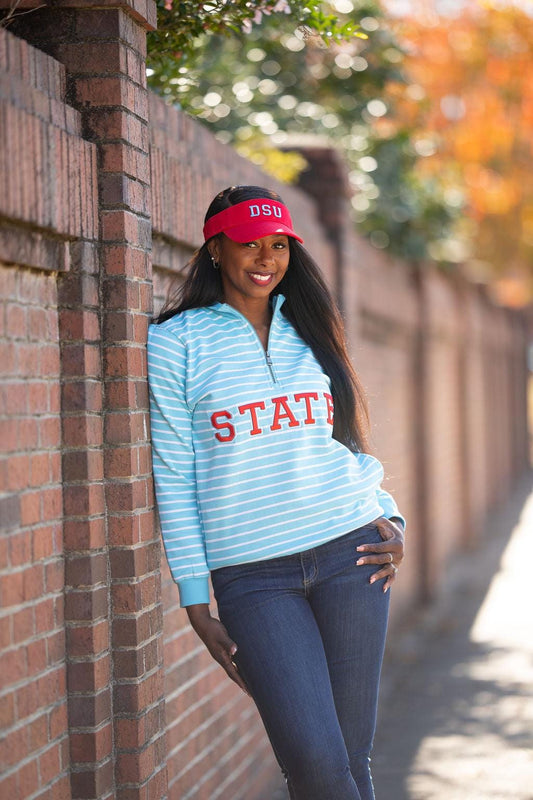 Delaware State University Striped Zip-Up Sweatshirt (Unisex)