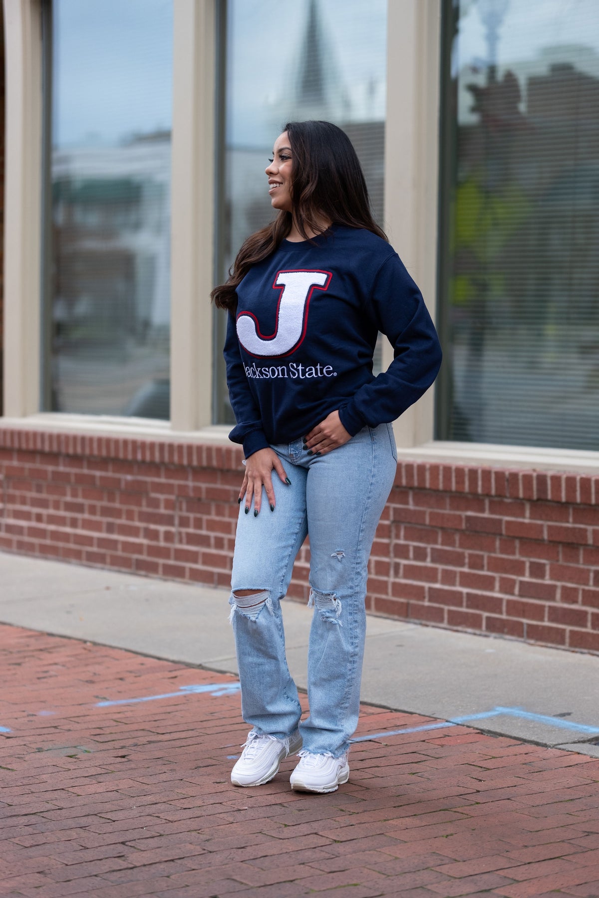 Jackson State University, "J" Blue Sweatshirt (Unisex)