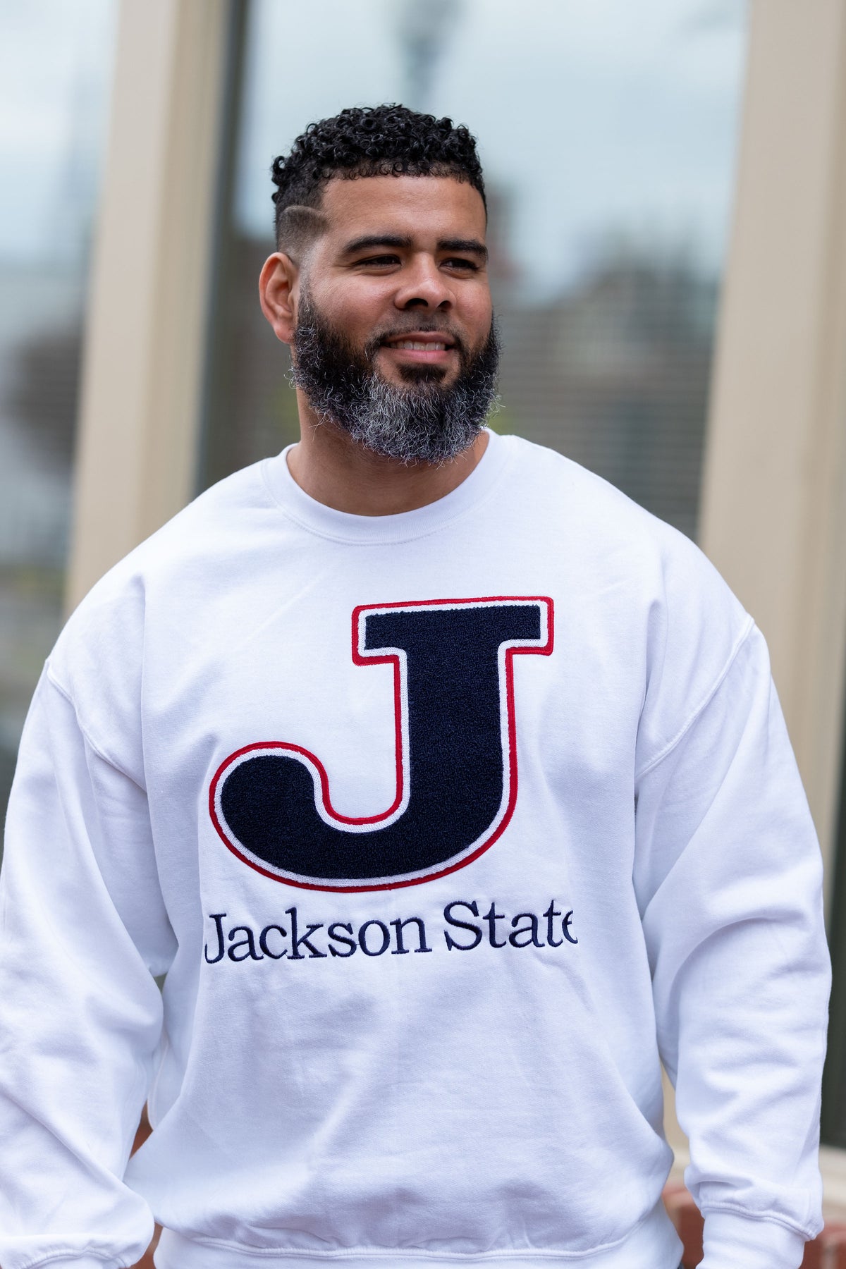 Jackson State University, "J" White Sweatshirt (Unisex)