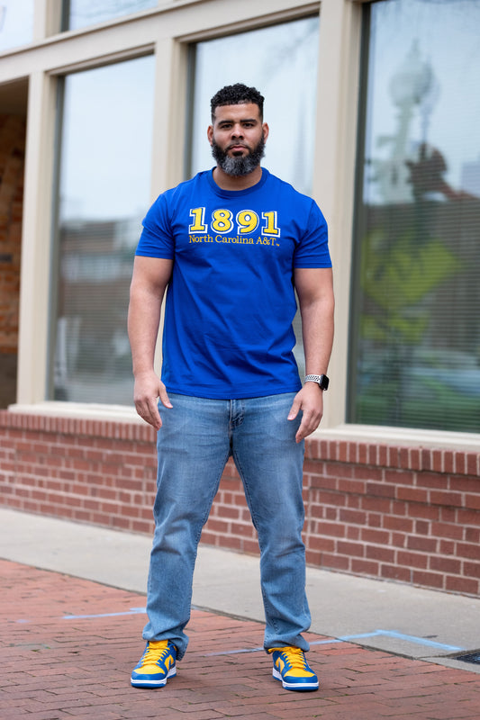 1891 North Carolina A&T Blue Tee Shirt (Unisex)